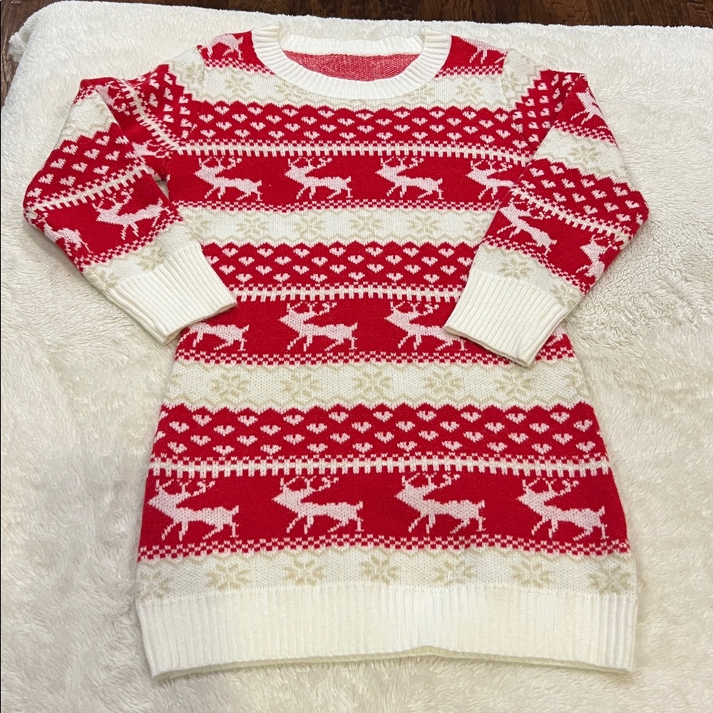 SHEIN medium Reindeer Christmas Sweater Red